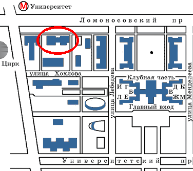 Схема расположения здания факультета